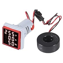 Alinan 3 in 1 60-500V 0-100A AC Digital Ammeter Voltmeter, 22mm Square Digital Tube Screen with Transformer, LED Display Voltage Detector Current Tester GaugeRed