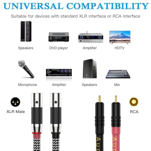 Cable rca a xlr macho de 1m para amplificadores de audio hifi 3