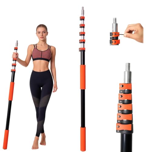 30FT Reach Telescopic Extension Pole-5-24FT Multi-Purpose Extension Pole with Easy Flip Lock, Universal Twist-on Metal Tip, Lightweight Sturdy Aluminum Paint Roller Extension Pole for Window Cleaning