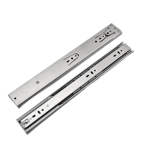 Drawer Runners 10"-22" Stainless Steel Cabinet Slides Soft Close Three-Section Drawer Rails Buffer Damper Hardware(Buffer 18inch 45cm)
