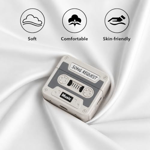 Coque AirPods 4 silicone gris retro cassette avec kit de nettoyage