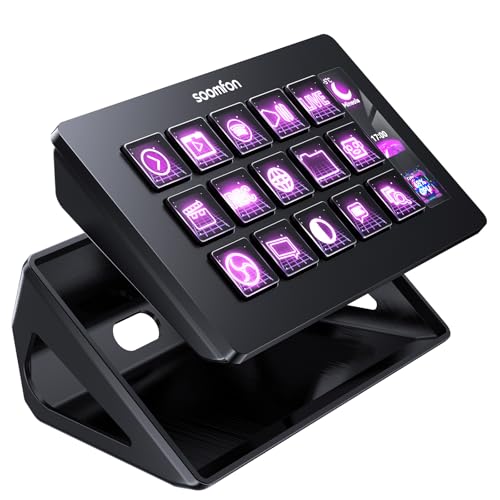 SOOMFON Stream Controller Deck V.2024, Aggiornata con 15 Macro Pulsanti LCD Personalizzabili per...