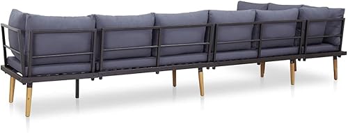 Miniatura 4 de vidaXL Juego de salón de jardín, juego de conversación de patio con cojines, sofá de 8 plazas para exteriores con mesa de centro para jardín, madera