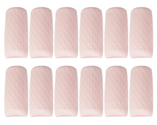 Mini Skater 12pcs Silicone Travel Bottle Cover Reusable Elastic Sleeve Fit Standard Toiletry Container Stretching Bottle Lid Cap for Luggage Bag Suitcase Prevent Leakage Solution (Light Pink)