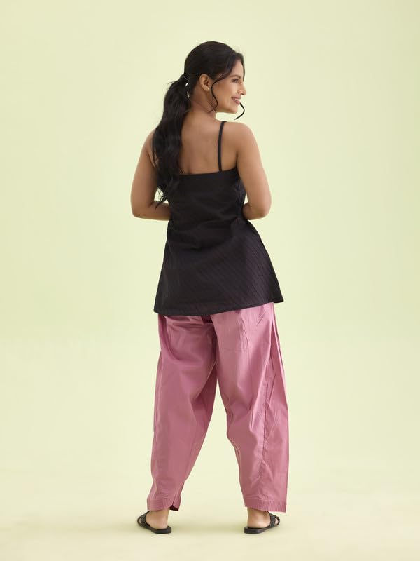 Image of GO COLORS Soft Cotton Salwar for Women | Relaxed Fit, Mid Rise, Ankle Length, Drawstrings
