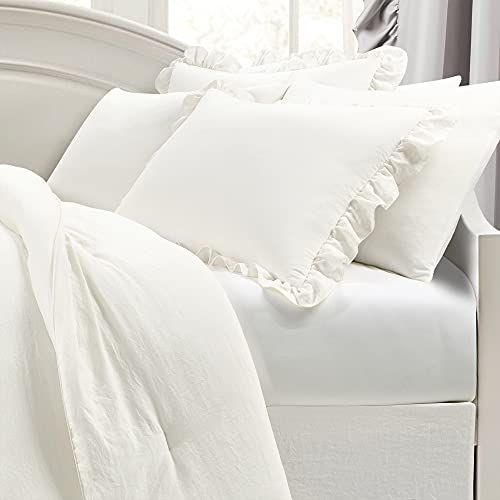 Image of Lush Decor Reyna Ruffle Daybed 6 Piece Set 68 inch W x 92 inch L, White - White Bedding Set - Daybed Comforter Set - Ruffled Bedding - Coquette Decor