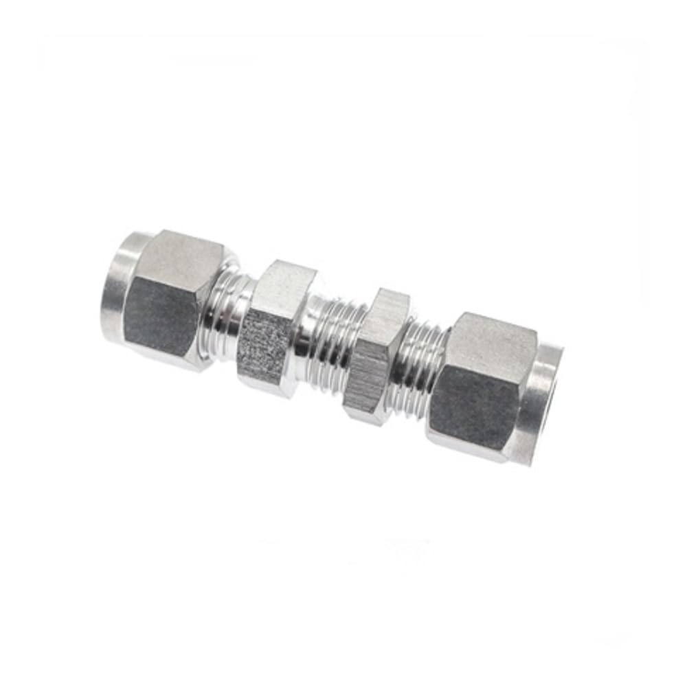 Tube Union Coupler Double Ferrule Compression Fitting, Straight Bulkhead Connector, 304 Stainless Steel Equal OD Pipe Joint(8mm)