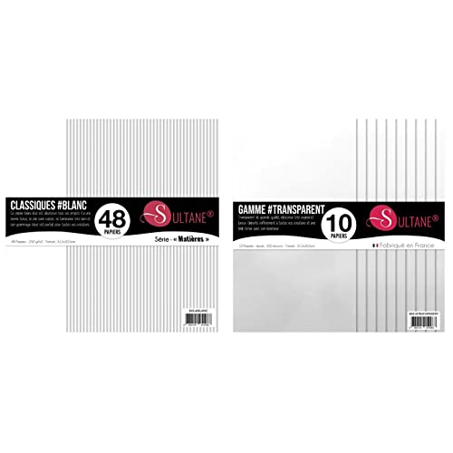 Sultane Packs Scrapbooking de Papel Gofrado Blanco y Transparente