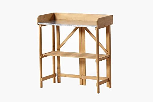 Patio Wise PWSPT-007 Potting Table with Galvanized Steel Top