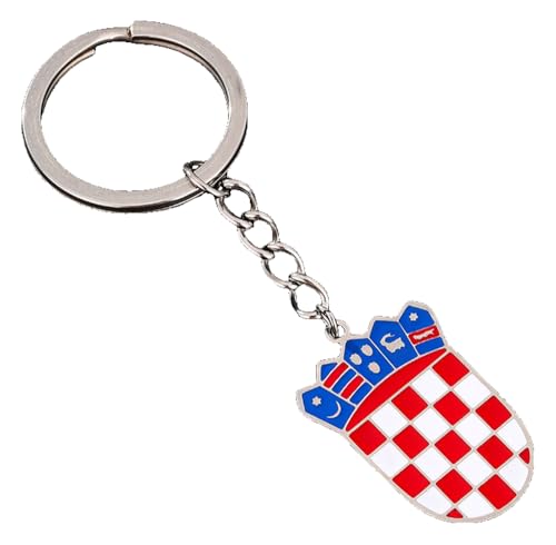 KREATIONS Porte-clés avec blason de la Croatie en titane pour homme et femme, Porte-clés couleur acier, S