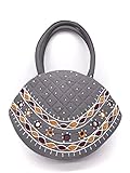 srishopify handicrafts Handmade Beautiful and Traditional Banjara bags ethnic top handle bag Small size Hobo bag for ladies hand held bag Grey 9.5x6.5x3.5 inch original Beads work Pouch