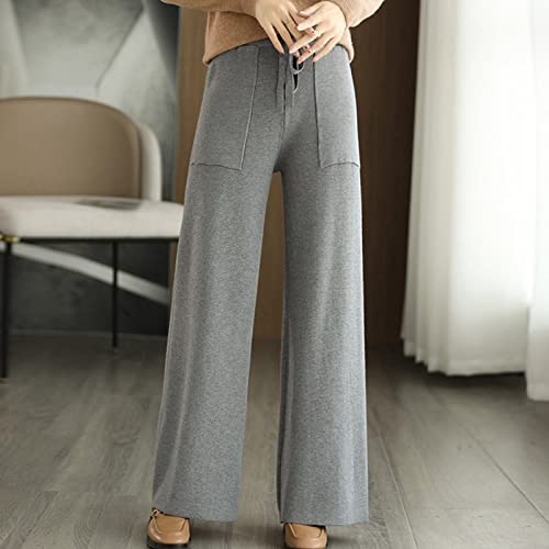 Pantalon en cachemire pour femme taille haute lâche contre le froid automnal