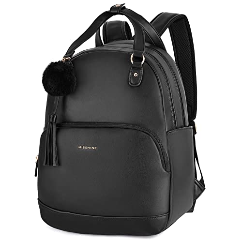 Missnine Women Backpack Purse Double Compartments Leather Backpack Fashion Ladies Daypack Bag for Travel College Work with Tassel