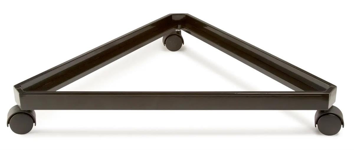 27"w Metal Triangle Shaped Gridwall Base with Wheels, Holds Three Panels - Black