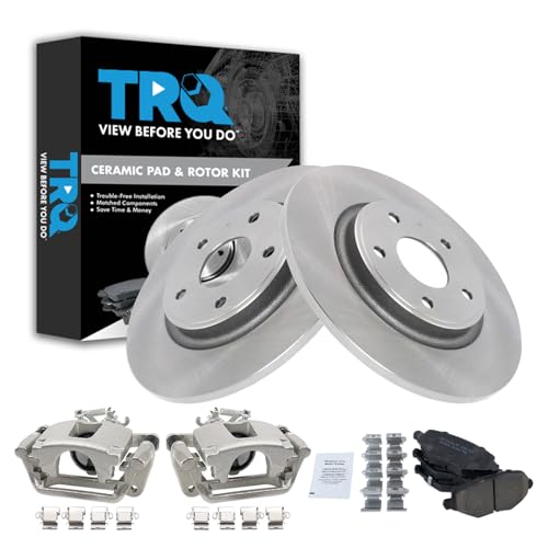 Image of TRQ Rear Brake Pad and Rotor Set Ceramic Calipers Compatible with 2017-2018 Dodge Grand Caravan