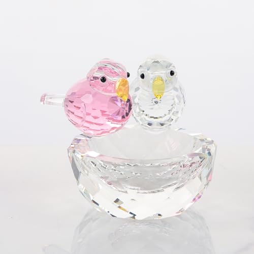 Pleadeliy K9クリスタル帰巣鳥 永遠の絆 家庭円満 開運 結婚祝い 記念日 母の日 ギフトボックス クロス カード付き