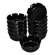 Tablecraft 334" Black Economy Ashtray, Pack of 12