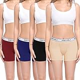POKARLA 4.5" Inseam Womens Trunks Underwear Soft Cotton Boxer Briefs Ladies Anti Chafing Boy Shorts Panties Pack of 4
