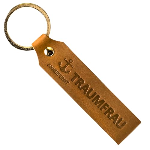 ANKERPUNKT Schlüsselanhänger Leder mit Gravur Traumfrau - Geschenke für Frauen Freundin - Geschenkidee zum Geburtstag Jahrestag - Made in Germany (Dunkelbraun)