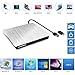Laurensory External DVD Drive USB 3.0 Type-C USB Portable Player for Laptop CD DVD +/-RW Disk Drive CD ROM Burner Writer CD/DVD Burner Compatible with Desktop Windows Linux OS Apple MacBook, Silver