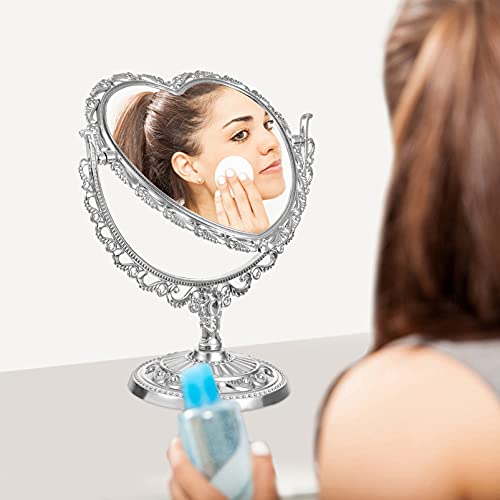 Espejo de maquillaje retro con forma de corazón 9.44x7.87x4.40 in miniatura 6