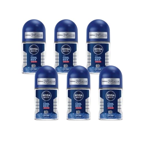 NIVEA Men Cool Kick Anti-Perspirant Roll-On Deodorant 25ml – 72 Hour Sweat & Odor Protection, Refreshing Cool Formula with Masculine Scent, Skin Comfort, Quick Dry, Long-Lasting Freshness, 6 Pack image 4