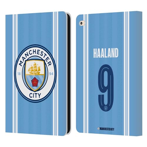 Head Case Designs Officially Licensed Manchester City Man City FC Erling Haaland 2023/24 Players Home Kit Leather Book Wallet Case Cover Compatible with Apple iPad Air 2 (2014)