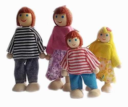 Hystyle 7 Pack Wooden Doll House Family Dollhouse Dolls Family Pretend Play Figures, Family Role Play Pretend Play Mini People Figures (Caucasian Style) #TOP2