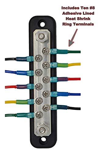 10 Terminal 150 Amp Bus Bar Kit - Heat Shrink Ring Terminals Included #TOP3