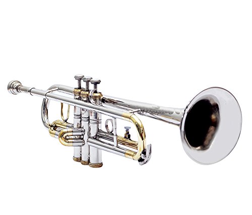 TRUMPET Bb PITCH FOR SALE NICKEL + BRASS COLOR WITH FREE CASE AND