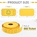 L LIKED 500 Raffle Tickets, Smile, Yellow (6 Color Selection), Single Roll, Ticket for Events, Entry, Class Reward, Raffle & Prizes