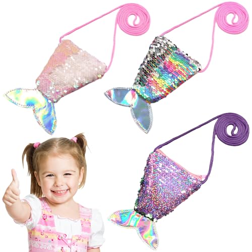 Cola Sirena Niña, 3 Piezas Regalo Cumpleaños Niña, Mini Monedero Niña, Bolsa Caramelos Sirena, Mini Bolsa Lentejuelas Cola Sirena, Bolsa Regalo