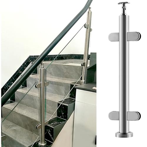 Garde-corps en verre moderne avec poteau élégant et pinces en inox