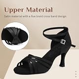 YCALCP Kobiety Dziewczyny Ladies Ballroom Latin Tango Dance Shoes Buty na obcasie Salsa Latin Dance Open Toe Shoes,L3049-Czarny-7.5cm,EU 37.5