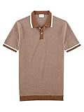 olymp homme polo à manches courtes level five strick,body fit,col polo,marron (braun 28),l