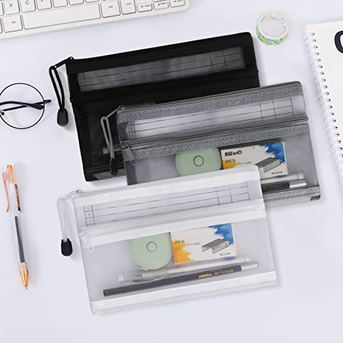 Colorlife CL-US-D-1181-PENCIL-BAG-3-PACK Mesh Zipper Pouch 3 Pack Mesh Pencil Case [Double Layers] Multifunctional Clear Pen Bag Organizer Stationery Storage Bag thumb #6