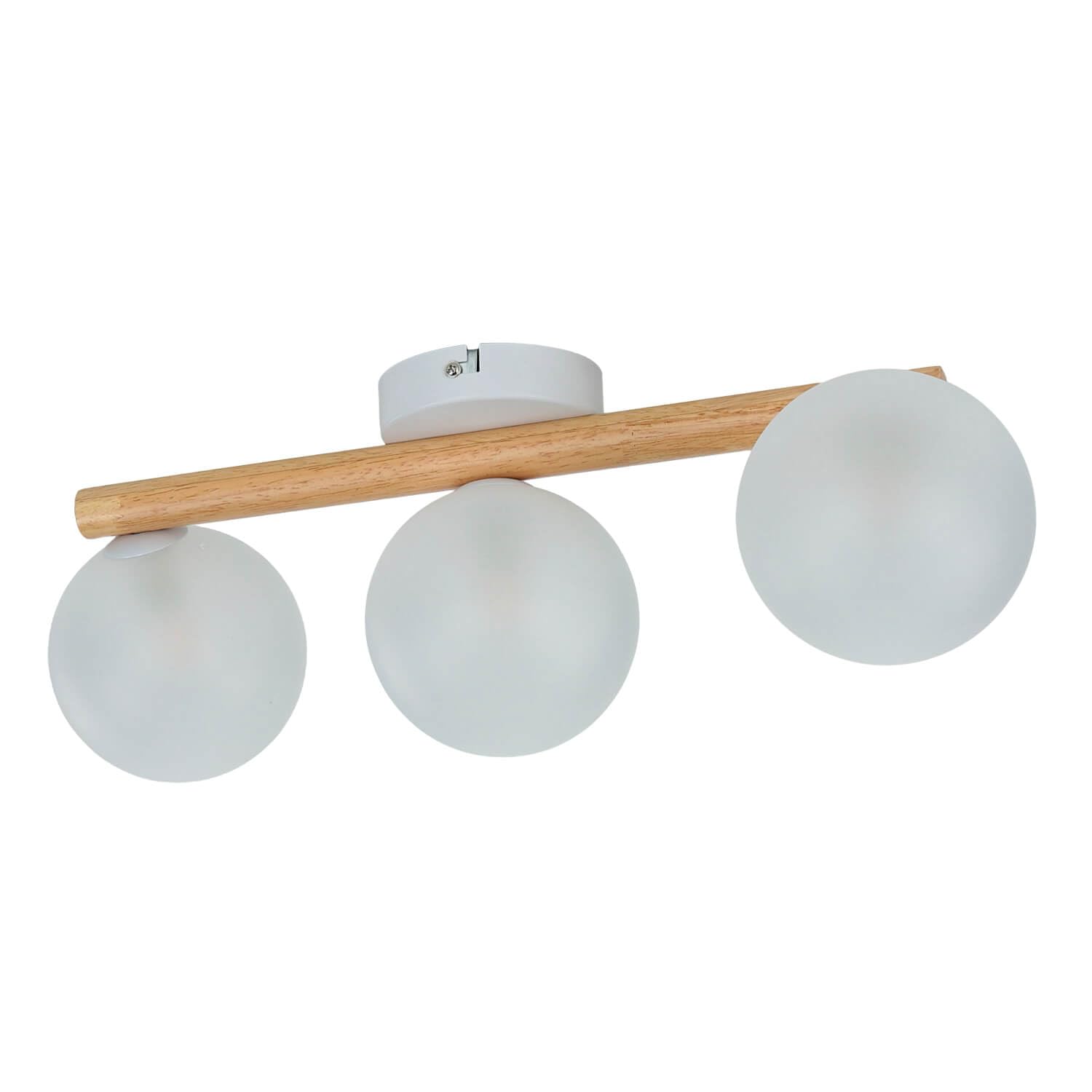 Licht-Erlebnisse Plafón cristal madera metal 47 cm largo G9 en blanco claro 3 luces lámpara de techo moderna pantalla esférica salón cocina iluminación pasillo