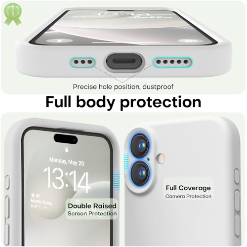Image of LOVE 3000 Designed for iPhone 16 Case, Premium Silicone with [Soft Anti-Scratch Microfiber Lining] Shockproof Protective Phone Case for Men Women Girls 6.1 inch, White