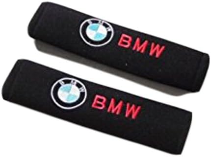 Seat Belt Cover Shoulder Pad Red Lettering With Logo 2PCS