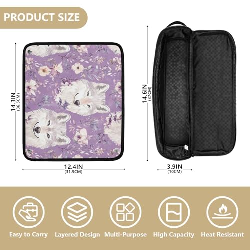 Organizador de herramientas para cabello y tapete resistente al calor Cute Woves morado 2 en 1 con estuche con cremallera impermeable para planchas y rizadores, accesorio de viaje miniatura 4