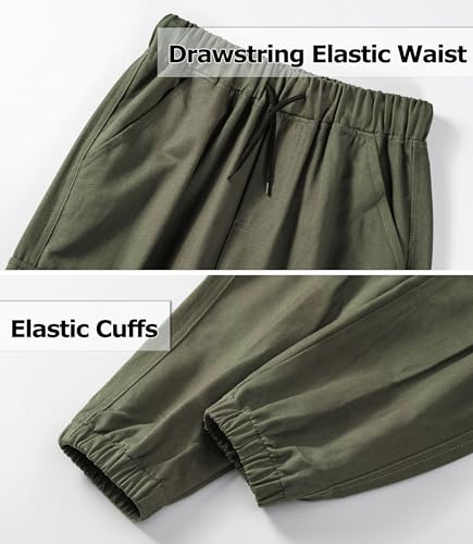 Image of TLAENSON Boys Cargo Joggers Pants Elastic Waist Casual Jogging Trousers Bottom for Kids 6-16 Years