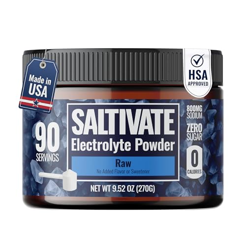 Raw Unflavored Electrolytes | HSA FSA | High Sodium, Potassium, Magnesium | No Sugar, Stevia, Citric Acid or Maltodextrin | Bulk Raw Electrolyte Powder| Made in USA | Makes 90 Servings of 32 Fl Oz