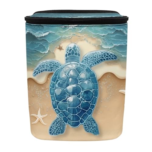 Image of Talayituse Turtle Starfish Beach Print Car Trash Can Portable Auto Garbage Bin Multifunctional Vehicle Interior Accessories with Adjustable Straps Universal Fit Truck SUV Sedan