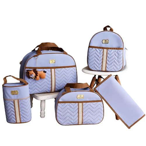 kit 5 Bolsas Mala Saída Maternidade (azul bebê)