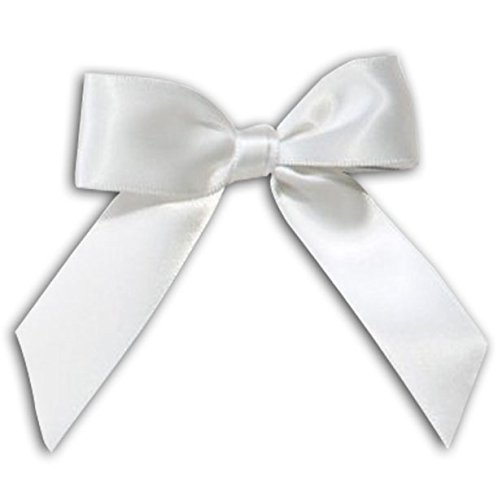Tassel Toppers Satin Bow - Peel and Stick - Assorted Colors - Grad Cap Accessory, Grad Cap (White)