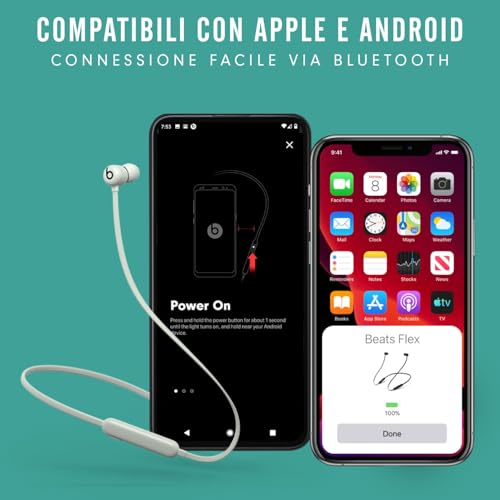 Beats Auricolari Flex wireless – Chip per cuffie Apple W1, auricolari magnetici, Bluetooth di Classe 1, 12 ore di ascolto – Grigio - Immagine 2