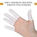 50 Pcs Cotton Finger Cots Finger Bandages Breathable Thumb Sleeves Fingertips Protective Cover Reusable Nail Covers for Work Kitchen Fingers Protection(White)