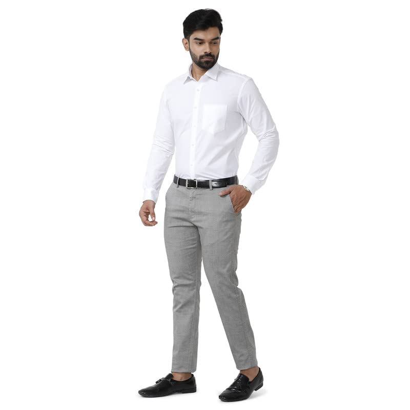 Image of UATHAYAM White Beauty Slim Fit Office Formal Shirts for Man, Full Sleeve, Solid Cotton Shirt | Pack of 1