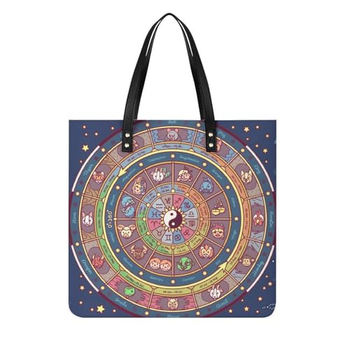 Sac shopping zodiaque chinois en toile 39x39 cm pour femme