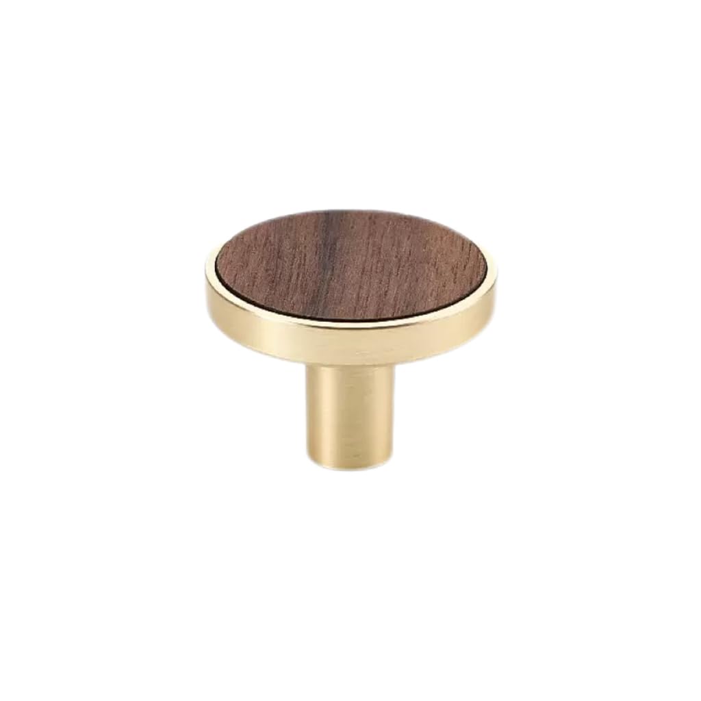 Confezione da 10 pomelli rotondi in noce, con foro singolo da 32 mm, base solida, adatti per cucine, cassettiere, armadi, cassettiere e mobili.
